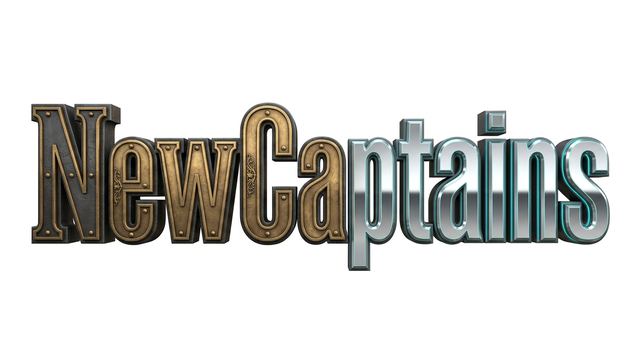 Logo concept, bronze-to-chrome lettering reading NewCaptains. Not the chosen logo.
